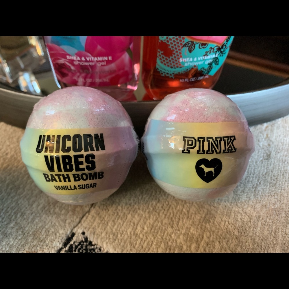 Pink Victorias Secret bath bombs Unicorn Vibes